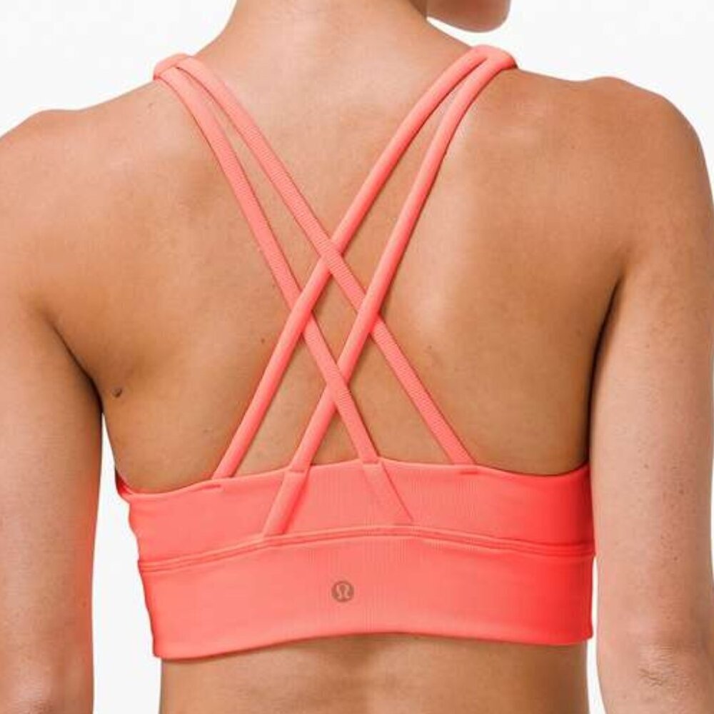 Lululemon Energy Bra High Neck Long Line Rib *Medium Support, B–D Cup - 6 Sunset - Picture 2 of 6
